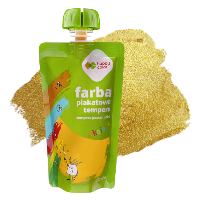 Farba plakatowa tempera ZŁOTA 100ml w saszetce dla dzieci szkolna Happy Color