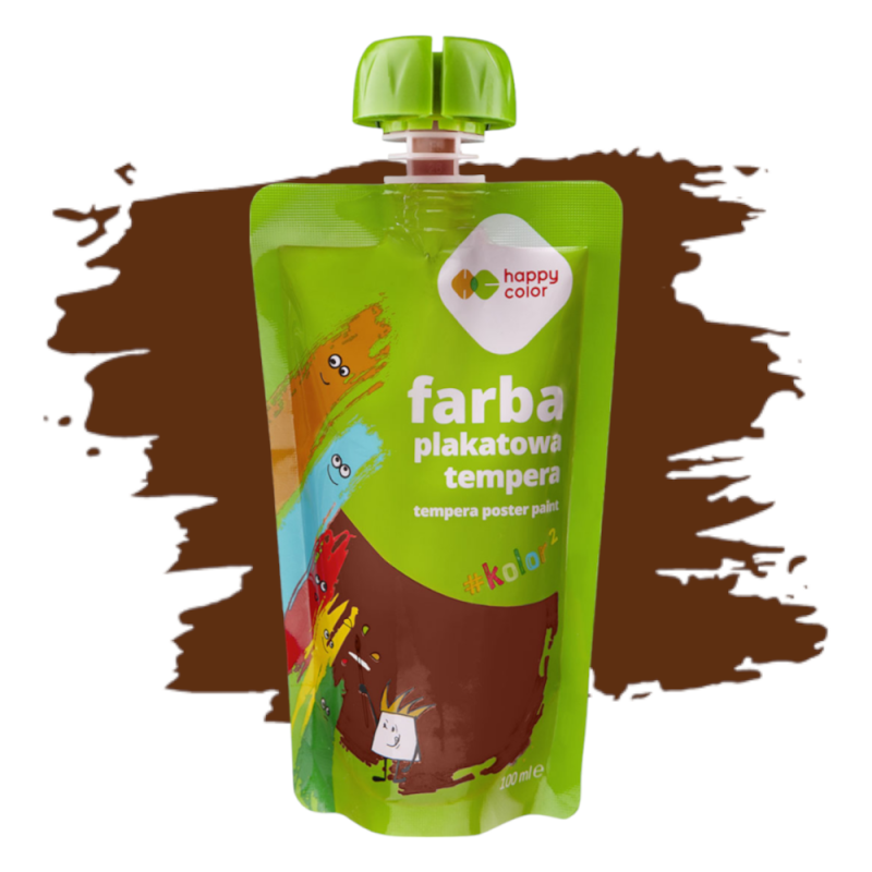 Farba plakatowa tempera BRĄZOWY 100ml w saszetce dla dzieci szkolna Happy Color
