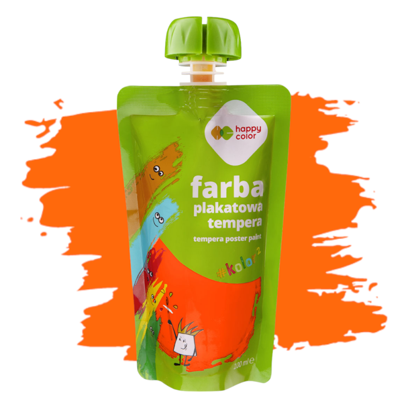 Farba plakatowa tempera NEON POAMARAŃCZOWA 100ml w saszetce dla dzieci szkolna Happy Color