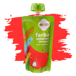 Farba plakatowa tempera CZERWONA 100ml w saszetce dla dzieci szkolna Happy Color