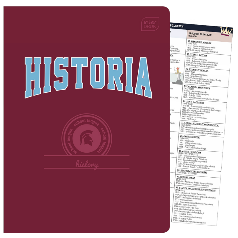 Zeszyt HISTORIA tematyczny przedmiotowy A5/60k w kratkę HYBRID INTERDRUK