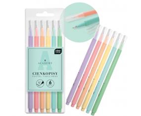 Cienkopisy pastelowe kolorowe kreślarskie 0,7mm Academy Interdruk 6 szt.