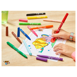 Mazaki pisaki flamastry szkolne dla dzieci BIC Kids VisaColor XL grube 8 kolorów zmywalne