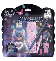 Pamiętnik na kłódkę dla dziewczynki KOT + akcesoria ZESTAW na prezent Derform