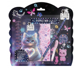 Pamiętnik na kłódkę dla dziewczynki KOT + akcesoria ZESTAW na prezent Derform