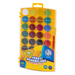 Farby akwarelowe miodowe ASTRA 32 kolory akwarele szkolne etui dla dzieci 25mm
