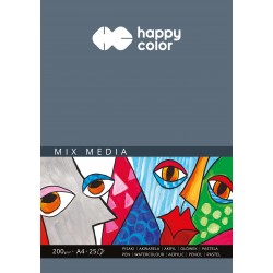 Blok MIX MEDIA, ART, A4, 25 ark, 200g, Happy Color