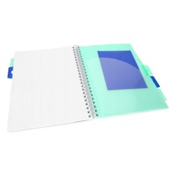 Kołozeszyt PUKKA PAD A4 w kratkę przekładki 100 kartek BLUE morski