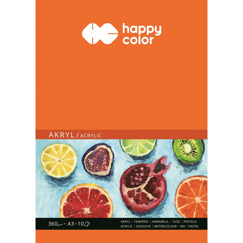 Blok do akrylu, Art., A3, 10 ark, 360g, Happy Color