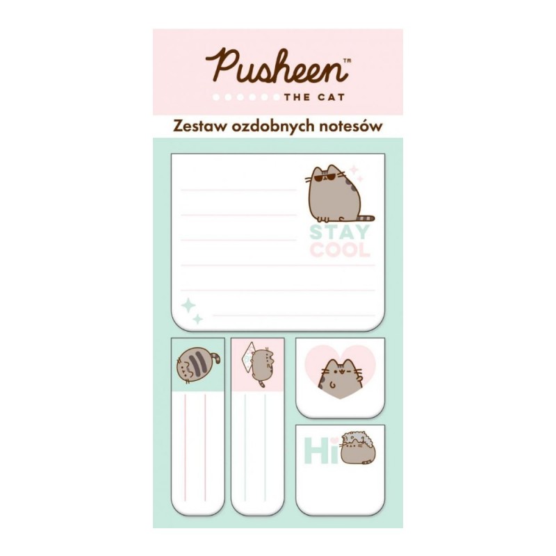 Zestaw notesów PUSHEEN kotek karteczki samoprzylepne notesiki 5 sztuk