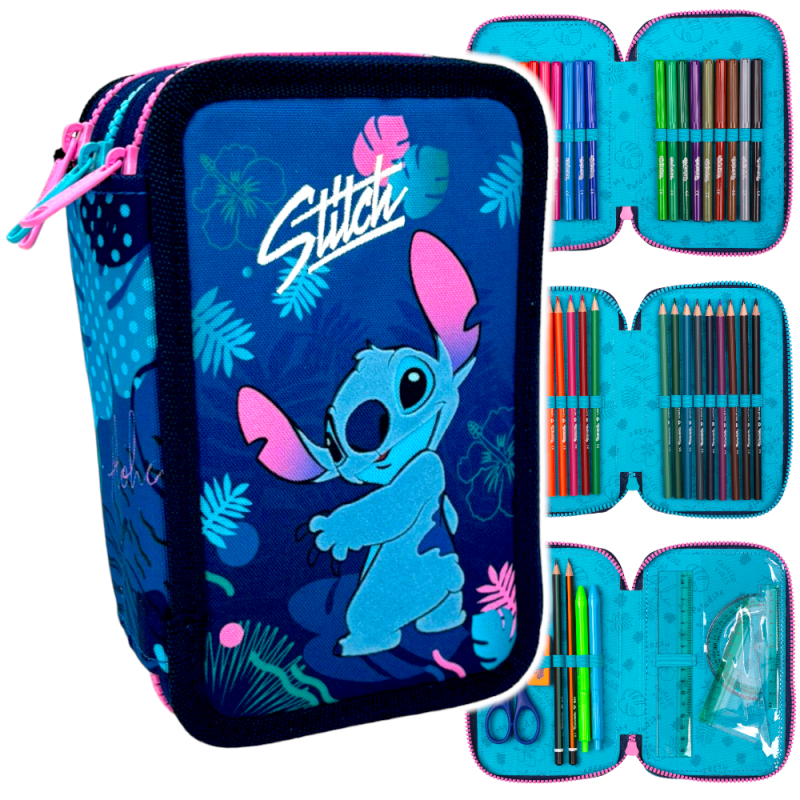 STITCH Piórnik z wyposażeniem szkolny trzykomorowy CoolPack dla dziewczynki Jumper 3