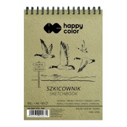 Szkicownik na spirali PTAKI A6, biały, 80 ark, 90g, Happy Color