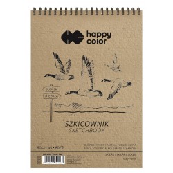 Szkicownik na spirali PTAKI A5, biały, 80 ark, 90g, Happy Color