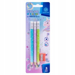 Ołówki do nauki pisania pastelowe HB Jumbo ASTRAPEN UNICORN jednorożec 3 szt. + temperówka