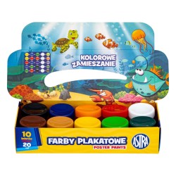 Farby plakatowe ASTRA 10 kolorów 20 ml szkolne dla dzieci