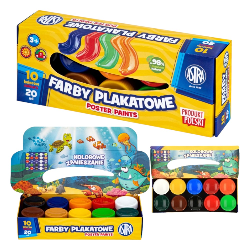 Farby plakatowe ASTRA 10 kolorów 20 ml szkolne dla dzieci
