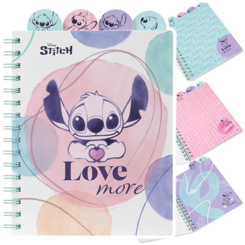 STITCH DISNEY kołozeszyt A5 z przekładkami w kratkę 100 kartek dla dzieci szkolny
