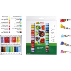 Farba akrylowa zestaw 24 kolorów x 12 ml, Happy Color