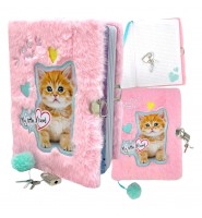 Pamiętnik na kłódkę, kluczyk dla dziewczynek RUDY KOTEK pluszowy notes MY LITTLE FRIEND kot St. Majewski
