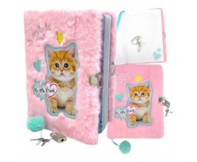 Pamiętnik na kłódkę, kluczyk dla dziewczynek RUDY KOTEK pluszowy notes MY LITTLE FRIEND kot St. Majewski