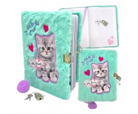 Pamiętnik na kłódkę, kluczyk dla dziewczynek SZARY KOTEK pluszowy notes MY LITTLE FRIEND kot St. Majewski