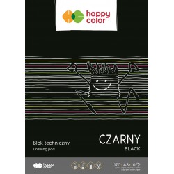 Blok techniczny czarny A3, 170g, 10 ark Happy Color
