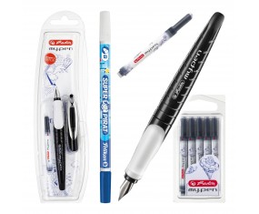 Zestaw pióro wieczne do szkoły HERLITZ MY.PEN czarne, zmazik naboje