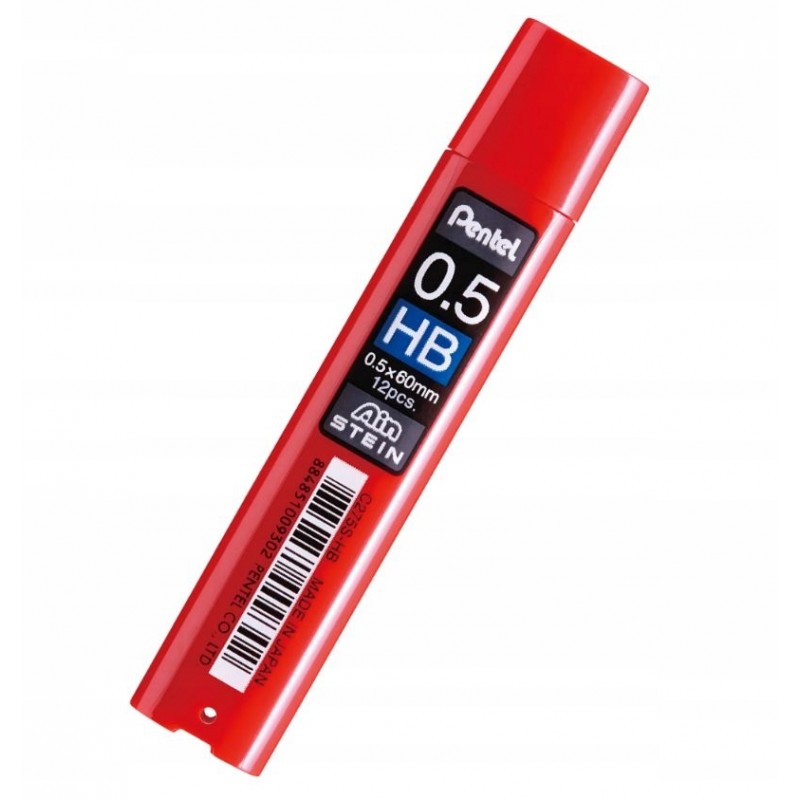 Grafity wkłady rysiki do ołówków PENTEL HB 0,5mm wzmocnione w etui 12 sztuk