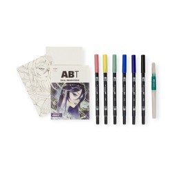 ZESTAW DWUSTRONNY TOMBOW MANGA MOON MARKERY 6 szt. + PĘDZEL WODNY