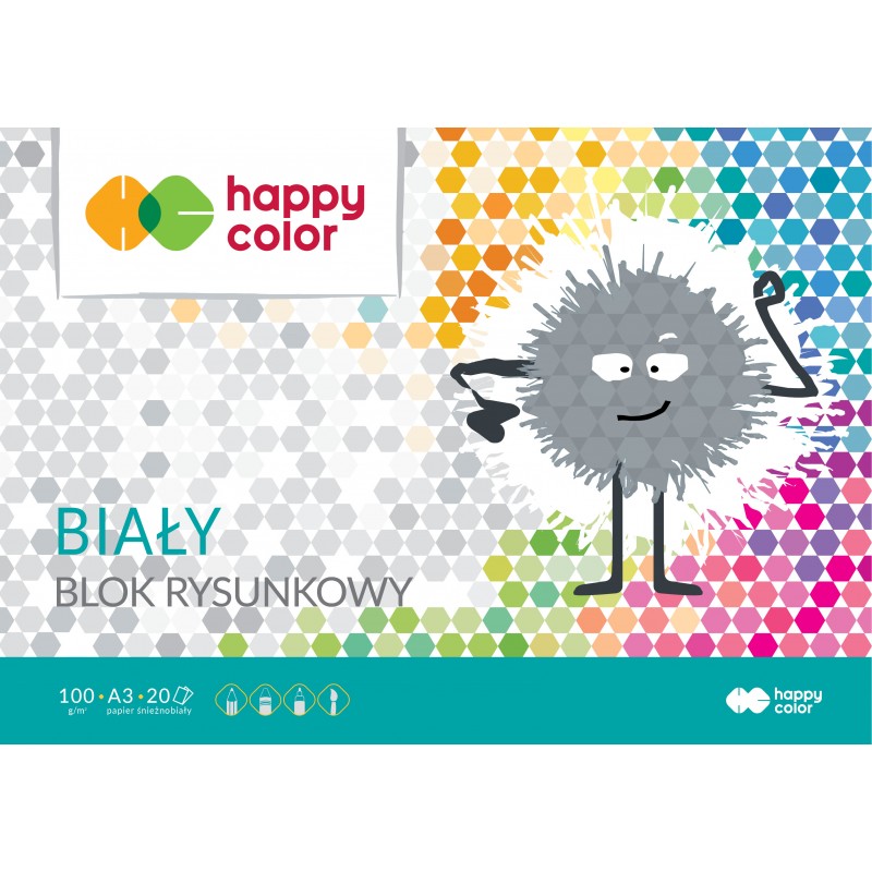 BLOK RYSUNKOWY BIAŁY 20 KARTEK A3 100G HAPPY COLOR