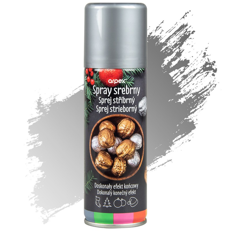 SPRAY DEKORACYJNY SREBRNY DO OZDÓB ŚWIĄTECZNYCH