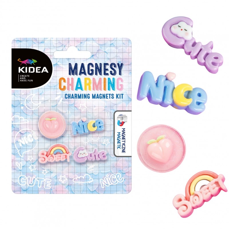 Magnesy dekoracyjne dla dzieci 4 szt. pastelowe na tablicę KIDEA