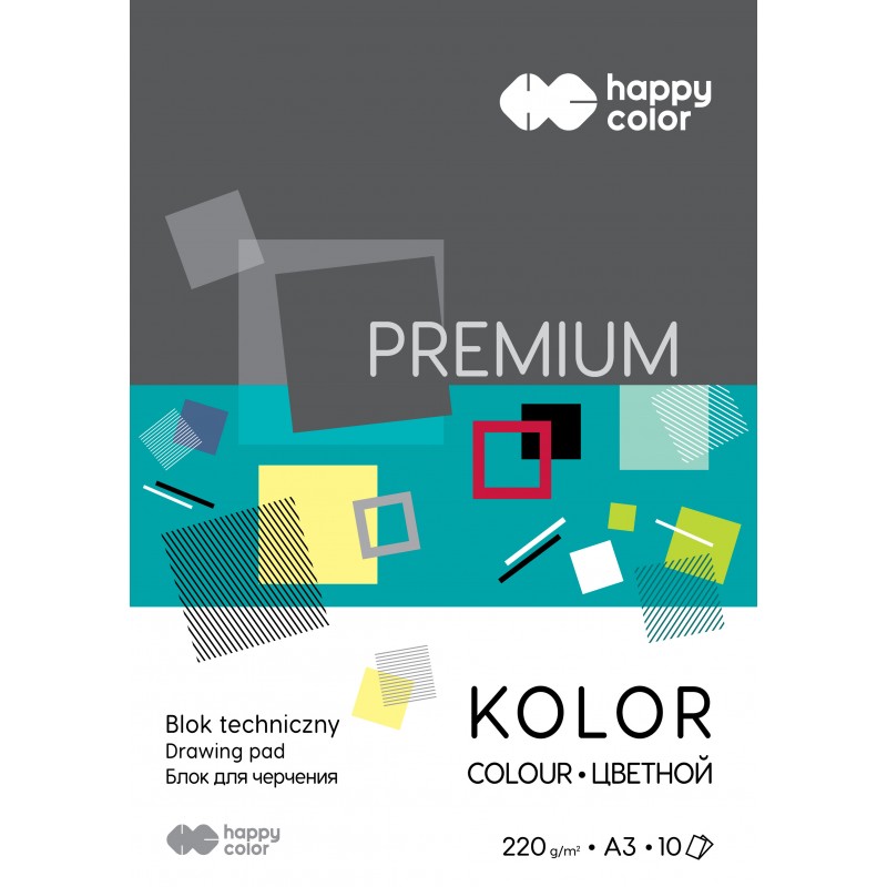 BLOK TECHNICZNY A3 10k 220g kolorowy Happy Color