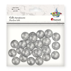 KULKI STYROPIANOWE DO STROIKÓW SREBRNE 20MM 30 szt