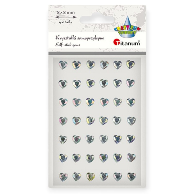 Kryształki samoprzylepne serca 8x8mm 42 szt. – Dekoracje Walentynkowe DIY