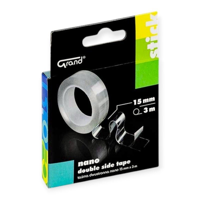 TAŚMA DWUSTRONNA PRZEŹROCZYSTA KLEJĄCA NANO 15MMX3MX1MM GRAND