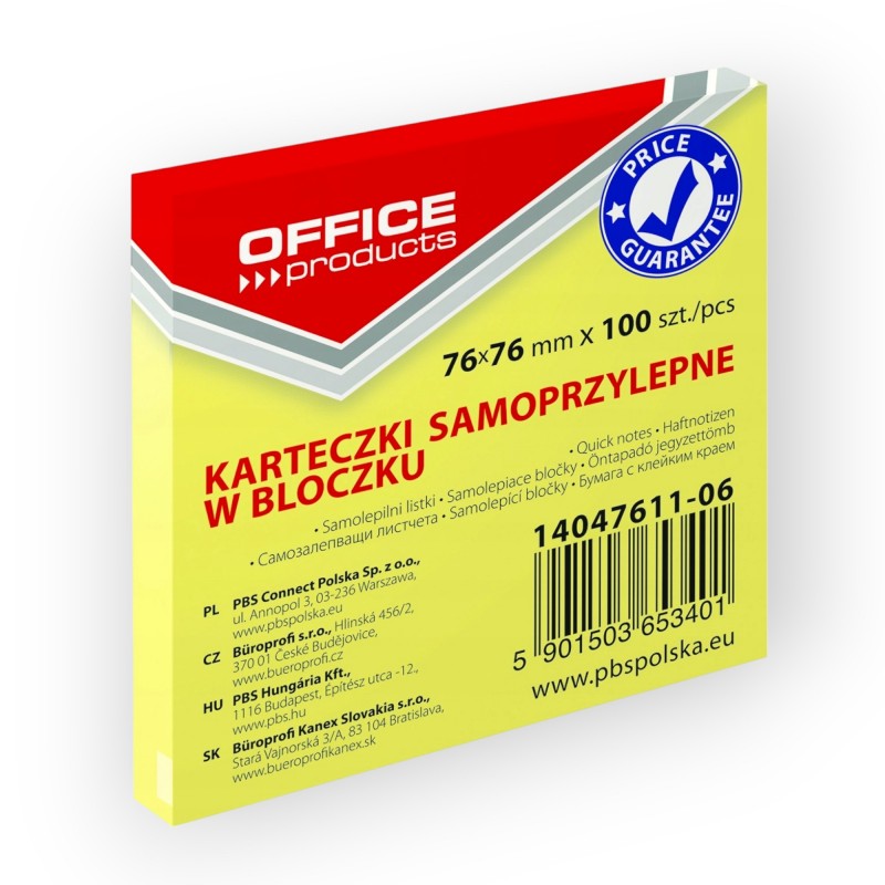 Karteczki SAMOPRZYLEPNE notes samoprzylepny76X76 mm