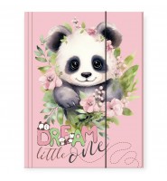 TECZKA SZKOLNA z GUMKĄ różowa A4 PANDA dla DZIEWCZYNKI