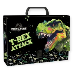 TECZKA z rączką szkolna dla dzieci gruba XXL A4 DINOZAUR T-REX DERFORM
