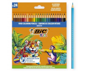 KREDKI drewniane dla DZIECI 24 kolory BIC ECO KID smooth