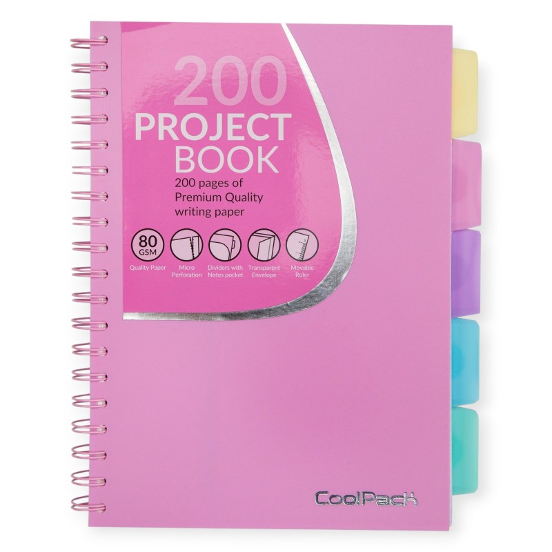 Kołozeszyt CoolPack w KRATKĘ B5 100 kartek PP Powder Pink pastelowy spiralny