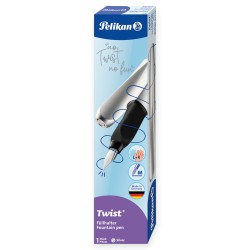 PIÓRO wieczne szkolne Pelikan Twist SREBRNE ergonomiczne na naboje atramentowe L+P
