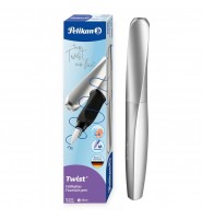 PIÓRO wieczne szkolne Pelikan Twist SREBRNE ergonomiczne na naboje atramentowe L+P