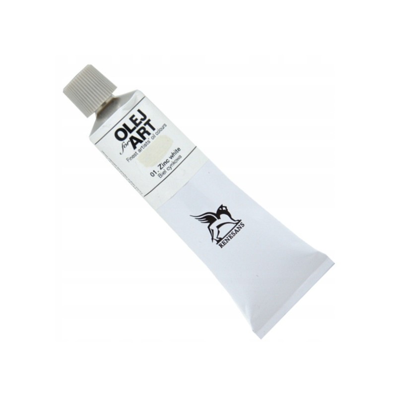 Farba olejna 60ml, biel cynkowa, Renesans, NR 1