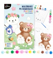 ZESTAW z farbami MALOWANIE po NUMERACH obraz dla dzieci MISIE PLUSZAKI Kidea