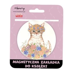 ZAKŁADKA indeksująca magnetyczna okrągła KOT W KWIATACH