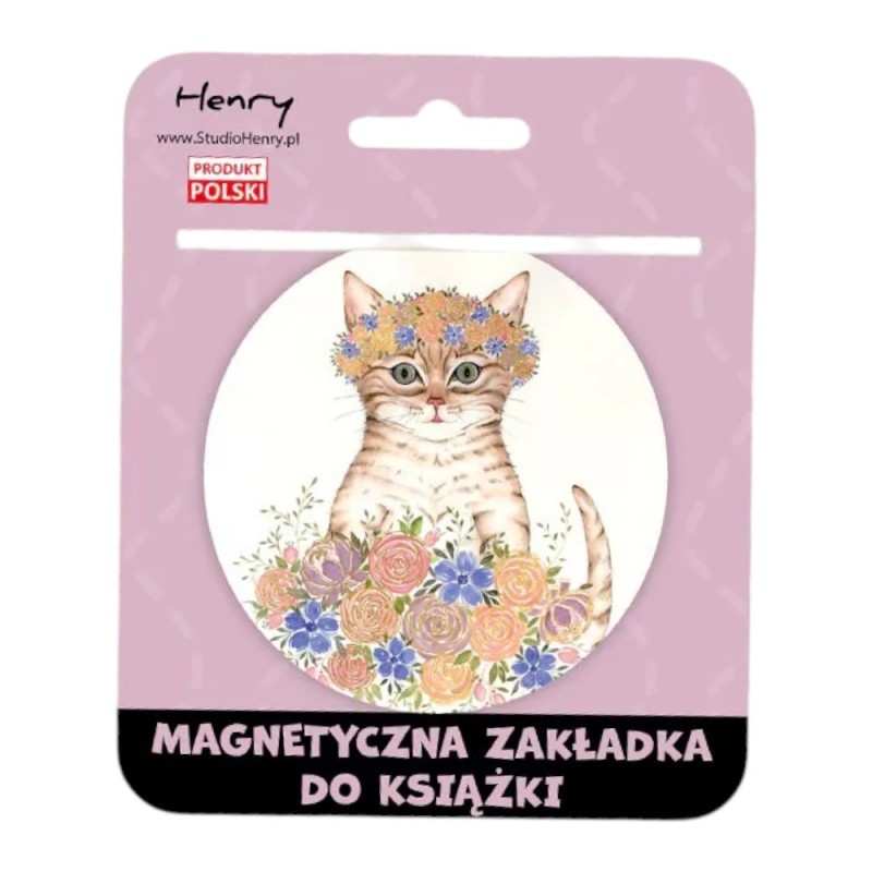ZAKŁADKA indeksująca magnetyczna okrągła KOT W KWIATACH