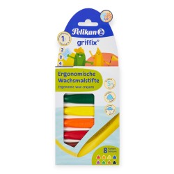KREDKI ŚWIECOWE ergonomiczne 8 kolorów TRÓJKATNE Pelikan GRIFFIX dla dzieci