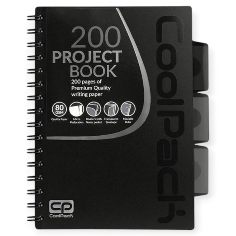 KOŁOZESZYT A5 PATIO CP BLACK 100 kartek czarny KRATKA z zakładkamiCoolpack