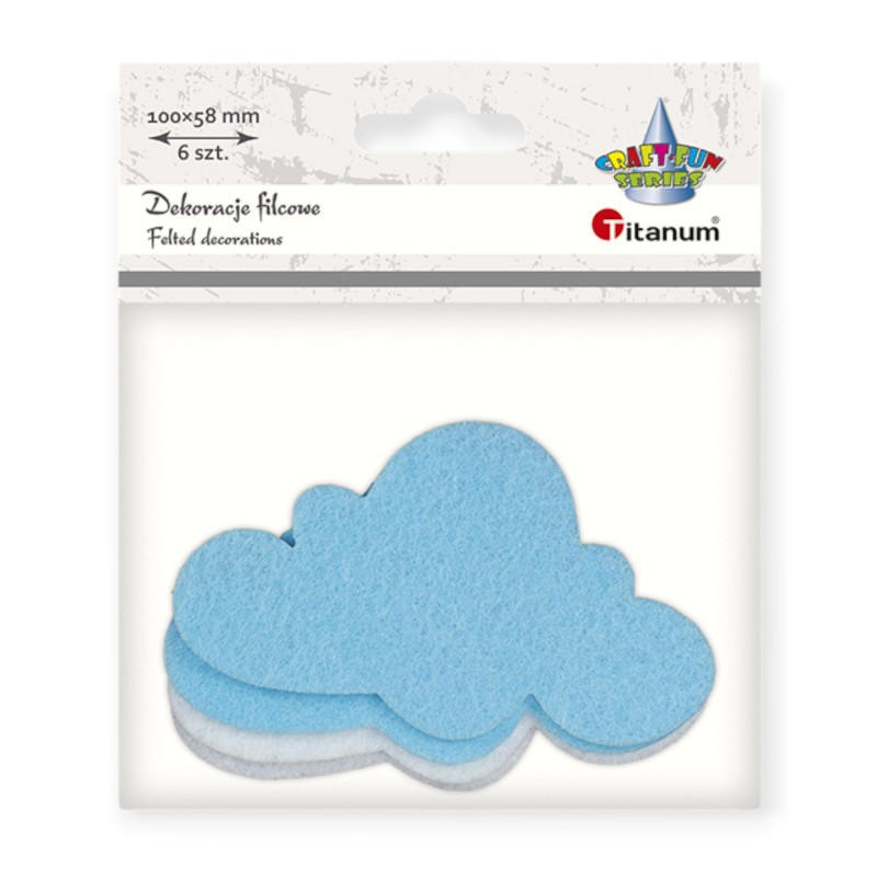 Zestaw dekoracji filcowych CHMURKI ozdobne 6 sztuk do scrapbookingu i rękodzieła